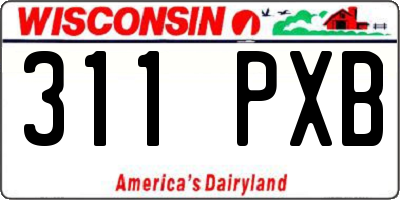 WI license plate 311PXB