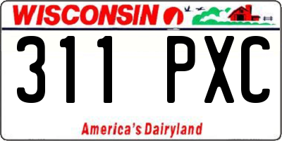 WI license plate 311PXC