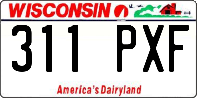 WI license plate 311PXF