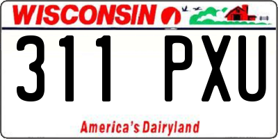 WI license plate 311PXU