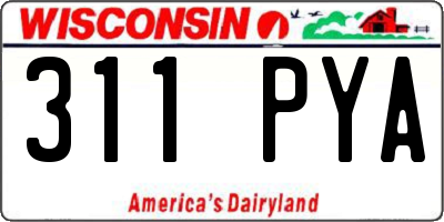 WI license plate 311PYA