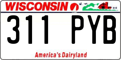 WI license plate 311PYB