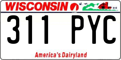 WI license plate 311PYC