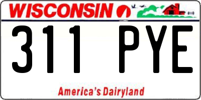 WI license plate 311PYE