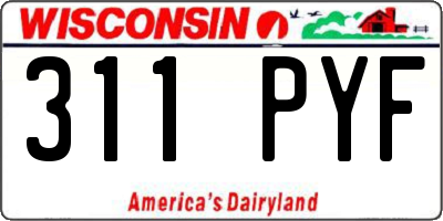 WI license plate 311PYF