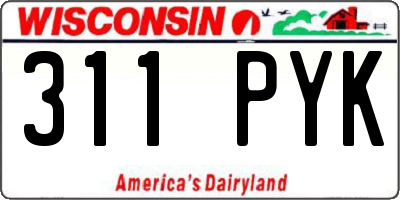 WI license plate 311PYK