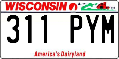WI license plate 311PYM
