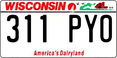 WI license plate 311PYO