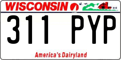 WI license plate 311PYP