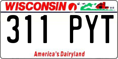 WI license plate 311PYT