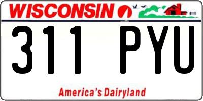WI license plate 311PYU