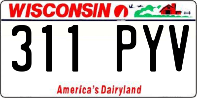 WI license plate 311PYV