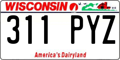 WI license plate 311PYZ