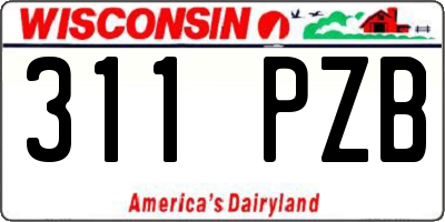 WI license plate 311PZB