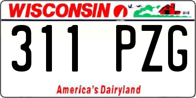 WI license plate 311PZG
