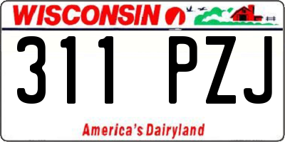 WI license plate 311PZJ