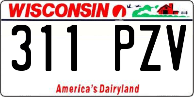 WI license plate 311PZV