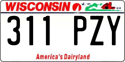 WI license plate 311PZY