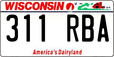 WI license plate 311RBA