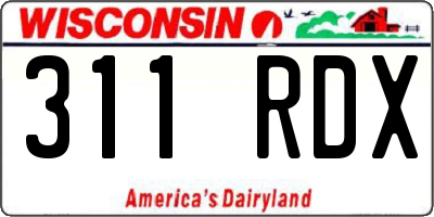WI license plate 311RDX