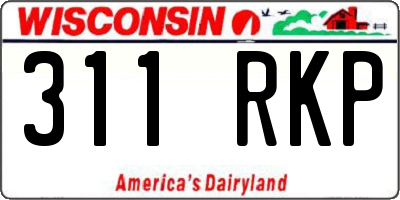 WI license plate 311RKP