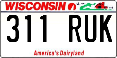 WI license plate 311RUK