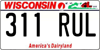 WI license plate 311RUL