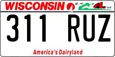 WI license plate 311RUZ