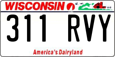 WI license plate 311RVY