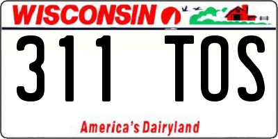 WI license plate 311TOS