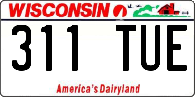 WI license plate 311TUE