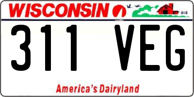 WI license plate 311VEG