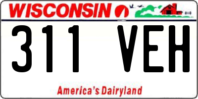 WI license plate 311VEH