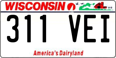 WI license plate 311VEI