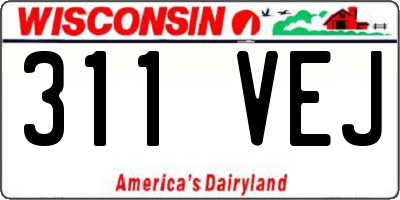 WI license plate 311VEJ