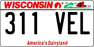 WI license plate 311VEL