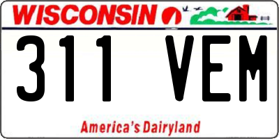 WI license plate 311VEM