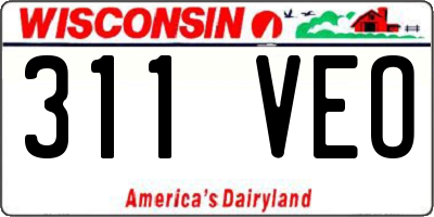 WI license plate 311VEO
