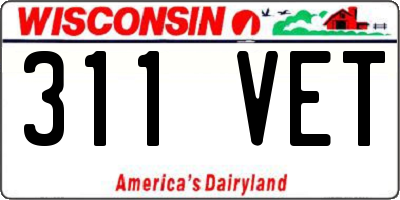 WI license plate 311VET