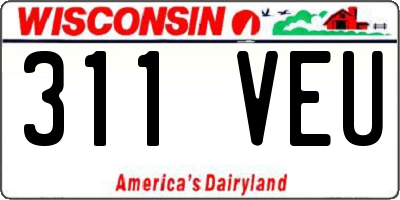 WI license plate 311VEU