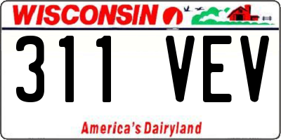 WI license plate 311VEV