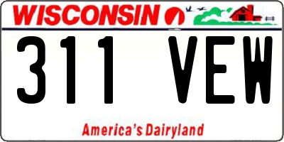 WI license plate 311VEW