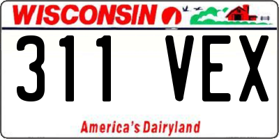 WI license plate 311VEX