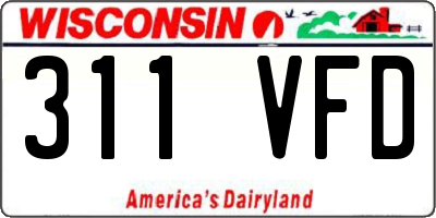 WI license plate 311VFD