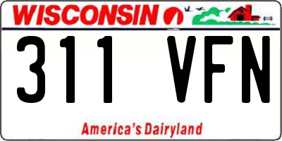 WI license plate 311VFN