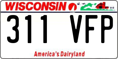 WI license plate 311VFP