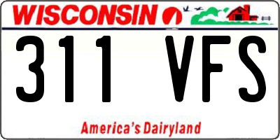 WI license plate 311VFS