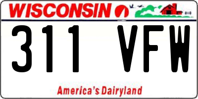 WI license plate 311VFW