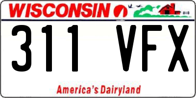 WI license plate 311VFX
