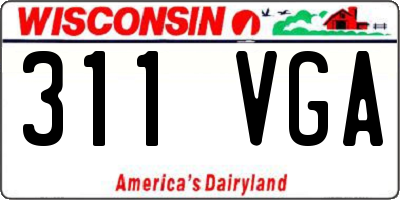 WI license plate 311VGA